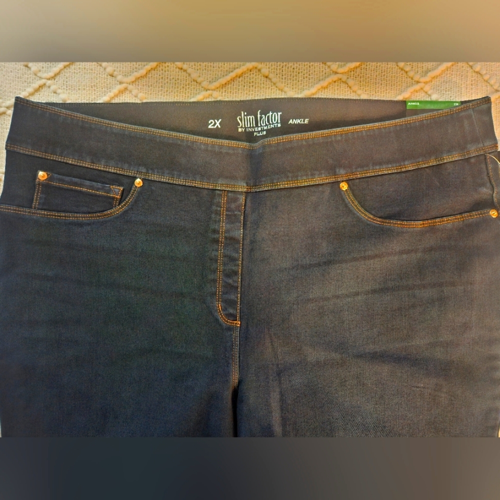 2X Dark Blue Ankle Jeans that Contours Flattens Lifts Shapes Slims Smooths